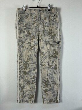 Anthropologie Hei Hei Womens Floral Cropped Cargo Pants Size 4 Beige Stretch